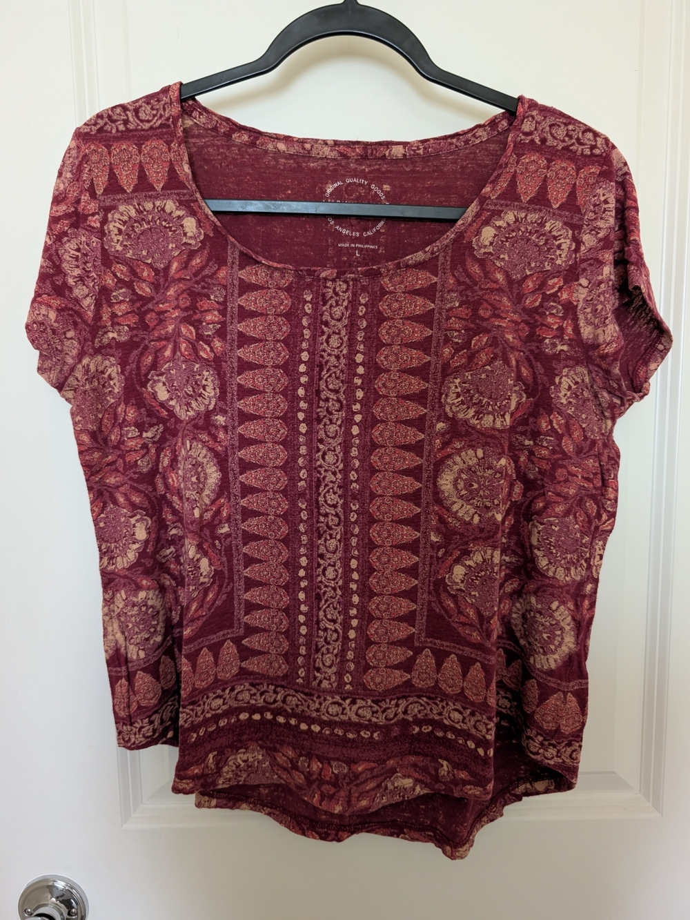 Lucky Brand Burgundy Paisley Short Sleeve Tee + Butterfly Tee